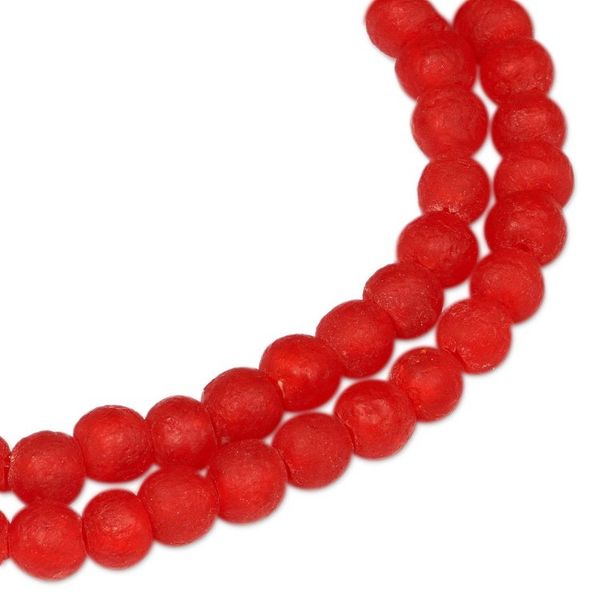 Alternate image for Recycled Glass Beaded Necklace in Red from Ghana Rosy Red
