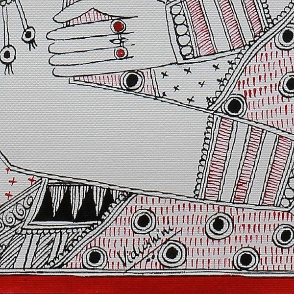 Alternate image for Mother and Child Madhubani Painting from India Artisan Mother and Child