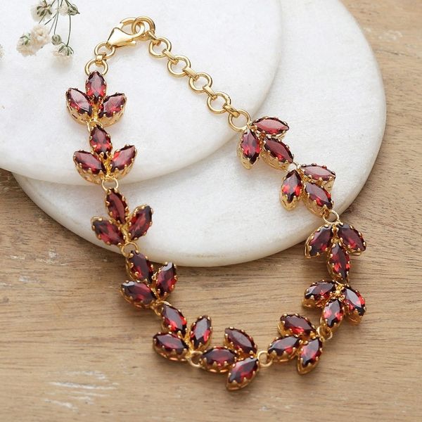 Alternate image for 22k Gold-Plated Natural Garnet Tennis Bracelet from India Autumn Radiance
