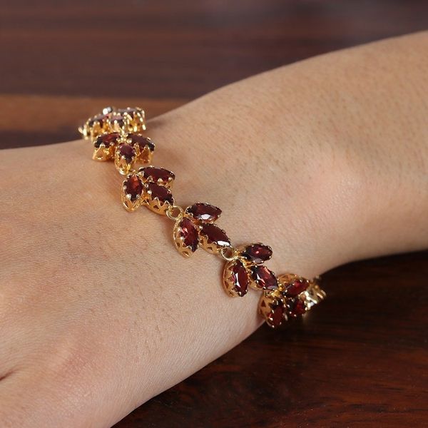 Alternate image for 22k Gold-Plated Natural Garnet Tennis Bracelet from India Autumn Radiance
