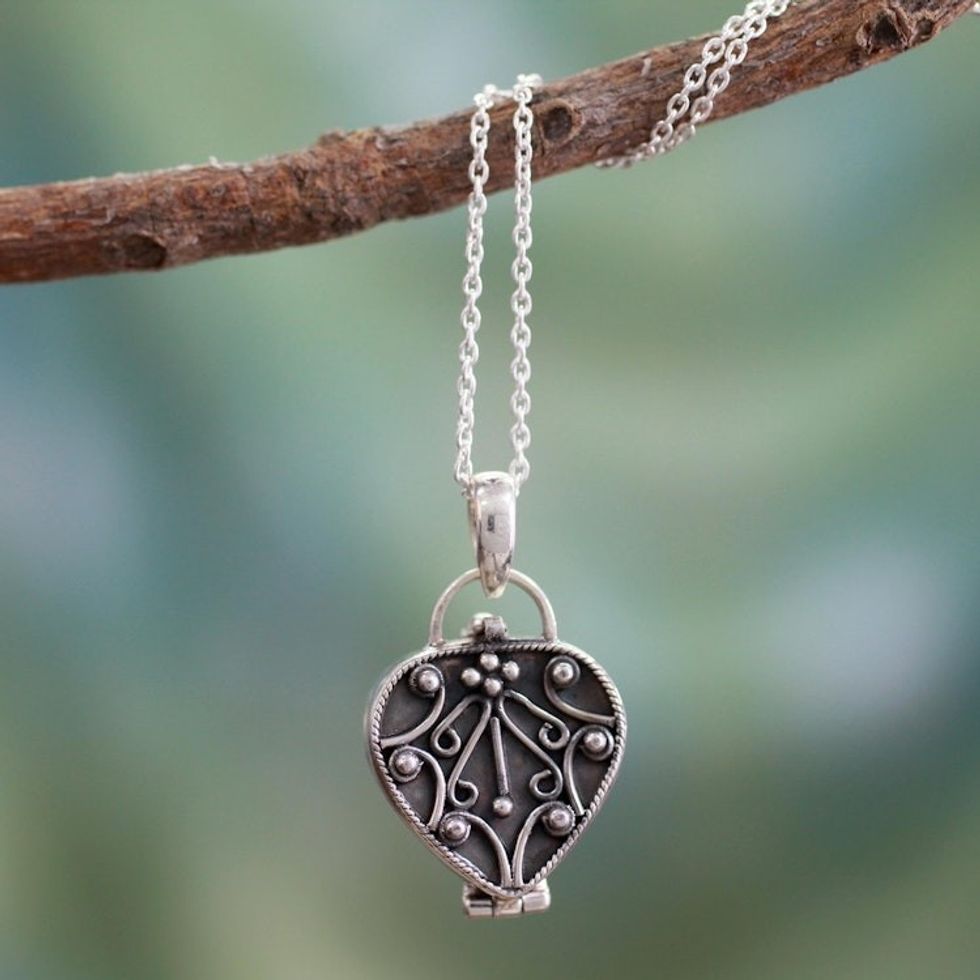 Heart Shaped Sterling Silver Locket Necklace 'Prayer of My Heart'