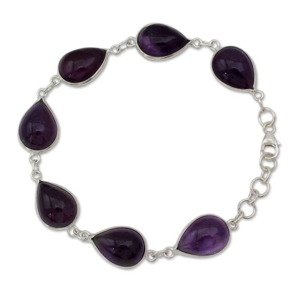 Alternate image for Sterling Silver and Amethyst Link Bracelet Blissful Beauty