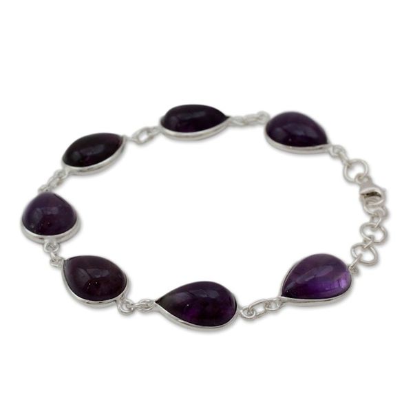 Alternate image for Sterling Silver and Amethyst Link Bracelet Blissful Beauty