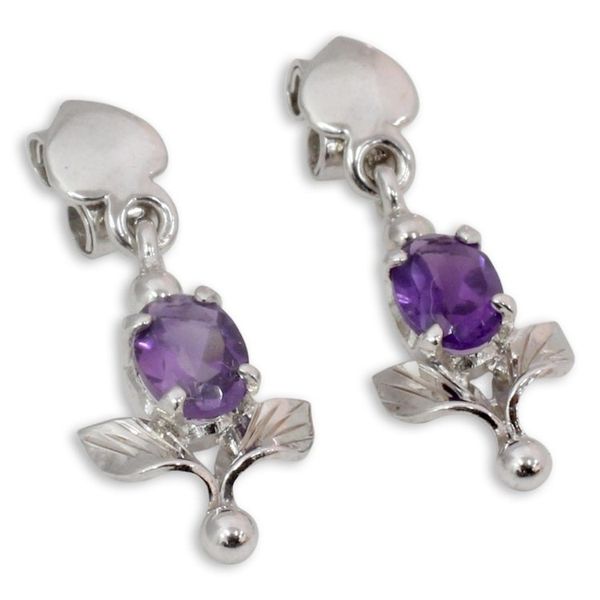 Alternate image for Amethyst and Sterling Silver Earrings Floral Jewelry Lavender Bloom