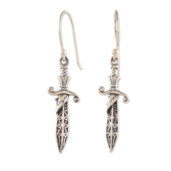 Alternate image for Sterling Silver Sword-Shaped Dangle Earrings from India Sword Majesty