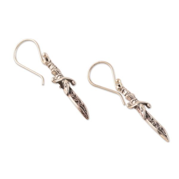 Alternate image for Sterling Silver Sword-Shaped Dangle Earrings from India Sword Majesty
