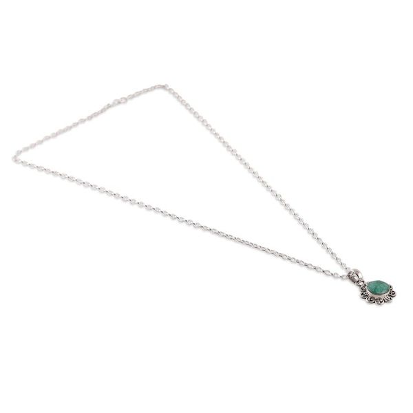 Alternate image for Floral Faceted 2-Carat Emerald Pendant Necklace from India Loyal Flower