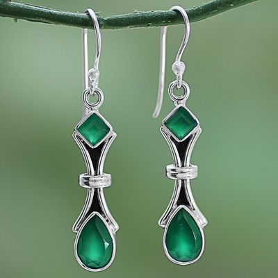 Alternate image for 2.5 Carat Green Onyx and Sterling Silver Earrings from India Magical Moss