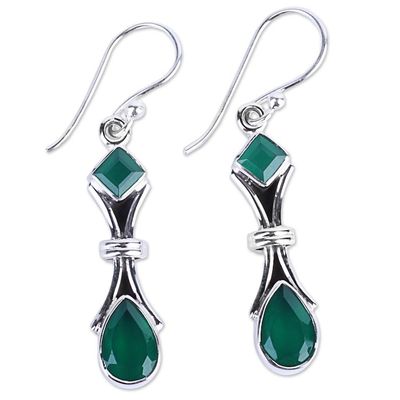 Alternate image for 2.5 Carat Green Onyx and Sterling Silver Earrings from India Magical Moss