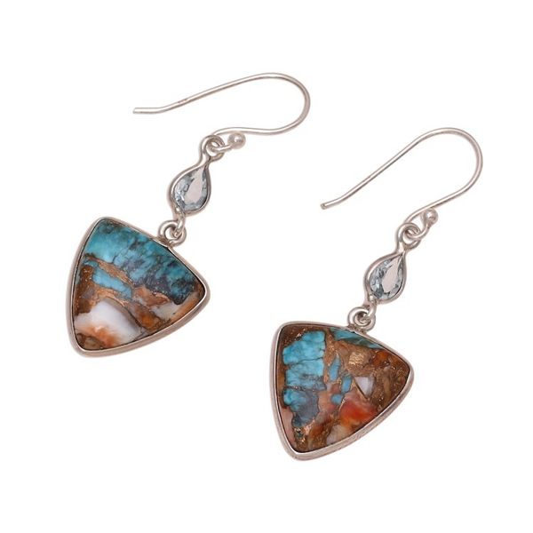Alternate image for Recon. Turquoise and Blue Topaz Dangle Earrings Royal Colors