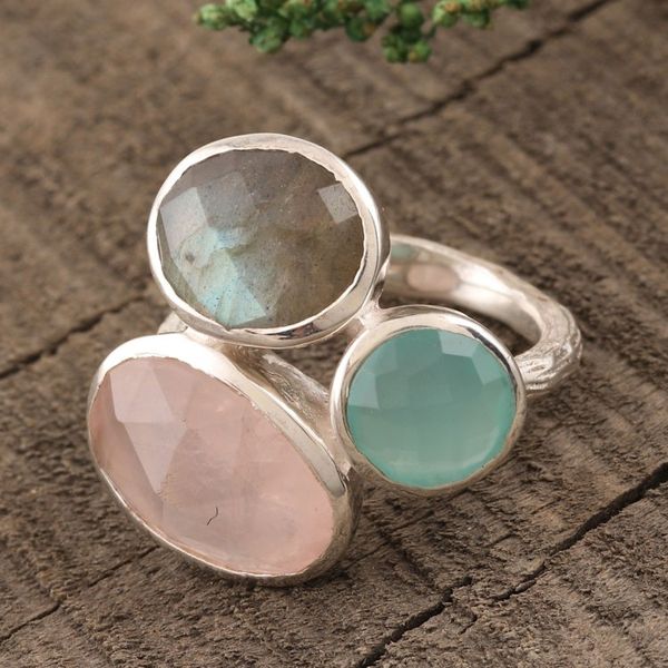 Alternate image for 16.5-Carat Multi-Gemstone Cocktail Ring from India Sparkling Blossom