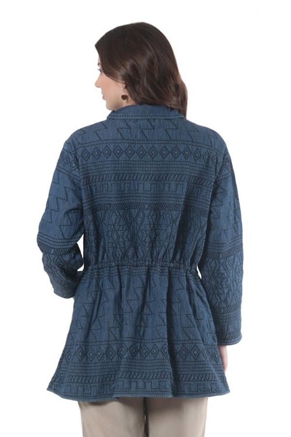 Alternate image for Fleece-Lined Cotton Denim Coat from India Chandi Anorak