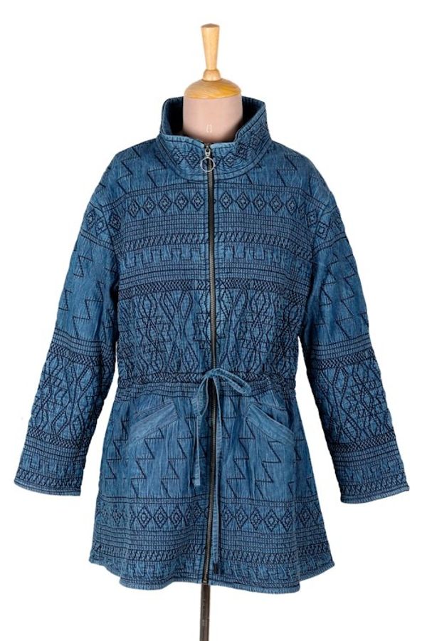 Alternate image for Fleece-Lined Cotton Denim Coat from India Chandi Anorak