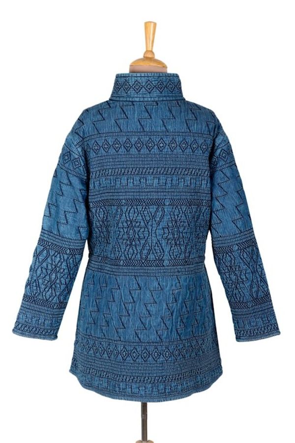 Alternate image for Fleece-Lined Cotton Denim Coat from India Chandi Anorak