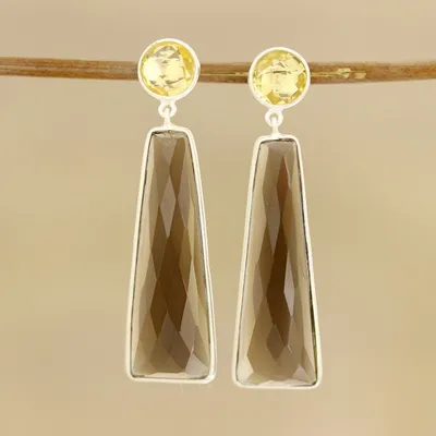 Primary image for 14.5-Carat Smoky Quartz and Citrine Dangle Earrings Glorious Dazzle