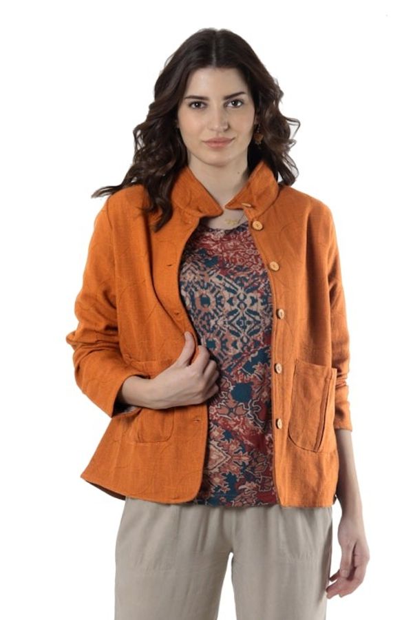 Alternate image for Embroidered Cotton Slub Jacket Pumpkin Fantasy