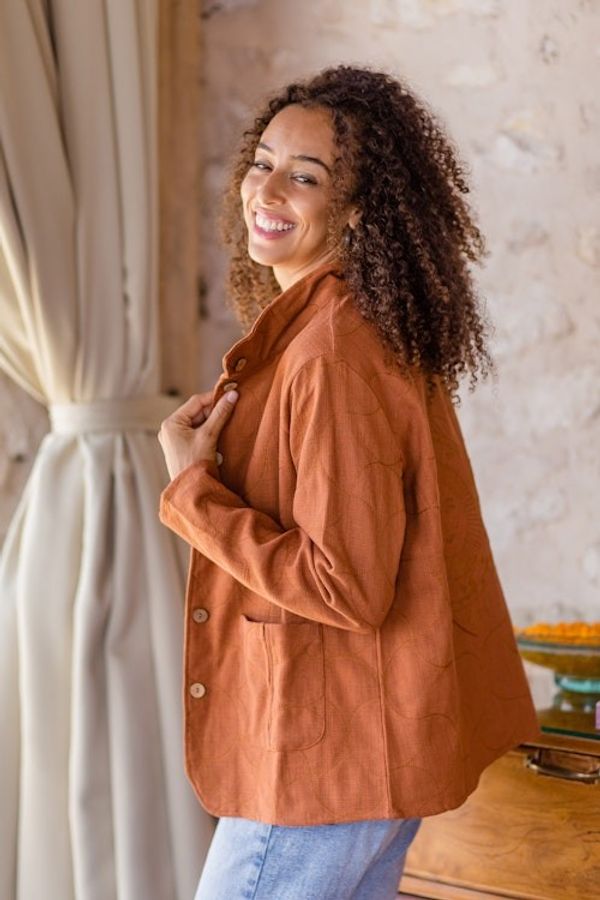 Alternate image for Embroidered Cotton Slub Jacket Pumpkin Fantasy