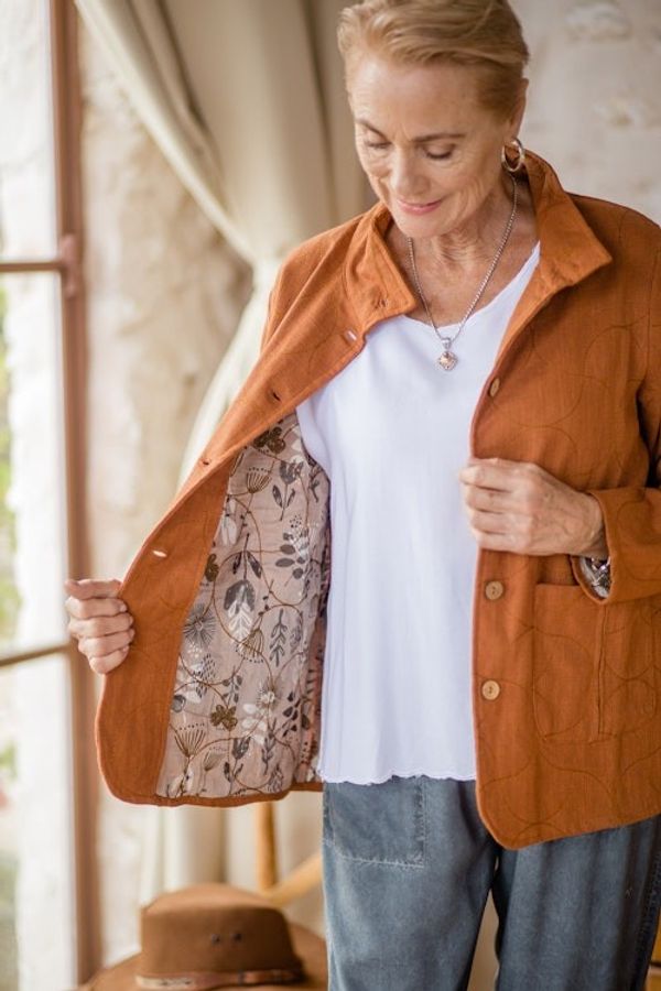 Alternate image for Embroidered Cotton Slub Jacket Pumpkin Fantasy