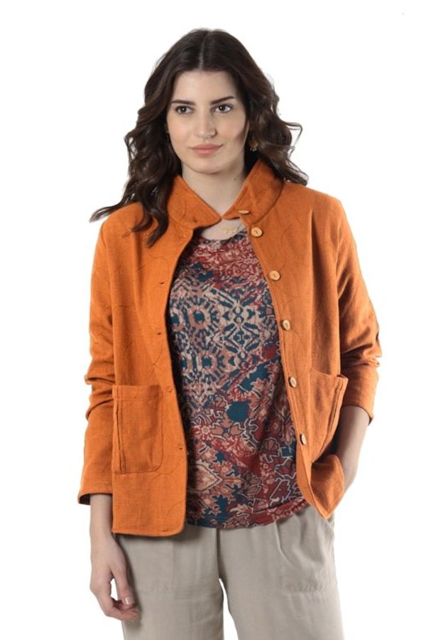 Alternate image for Embroidered Cotton Slub Jacket Pumpkin Fantasy
