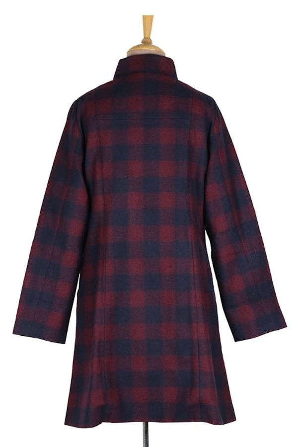 Alternate image for Wine and Navy Check Wool Blend Car Coat Jaipur Classic