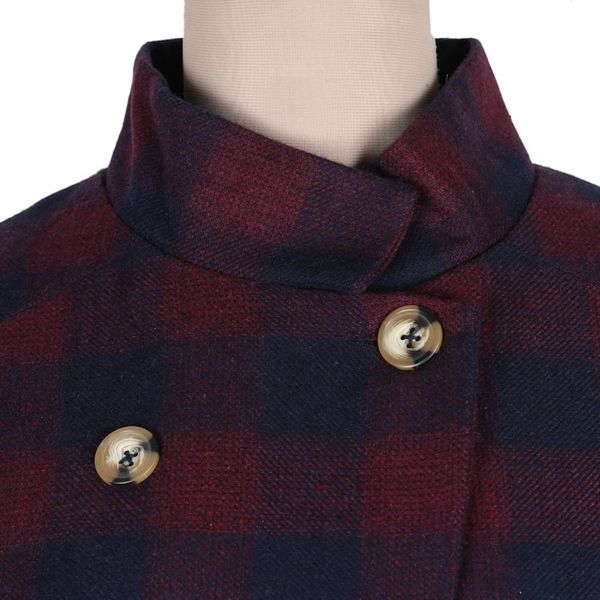 Alternate image for Wine and Navy Check Wool Blend Car Coat Jaipur Classic