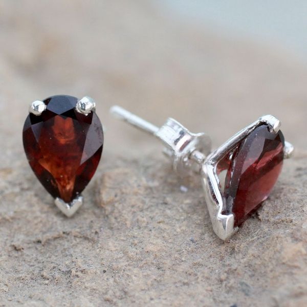 Alternate image for Fair Trade Garnet Stud Earrings 2.5 cts Devotion