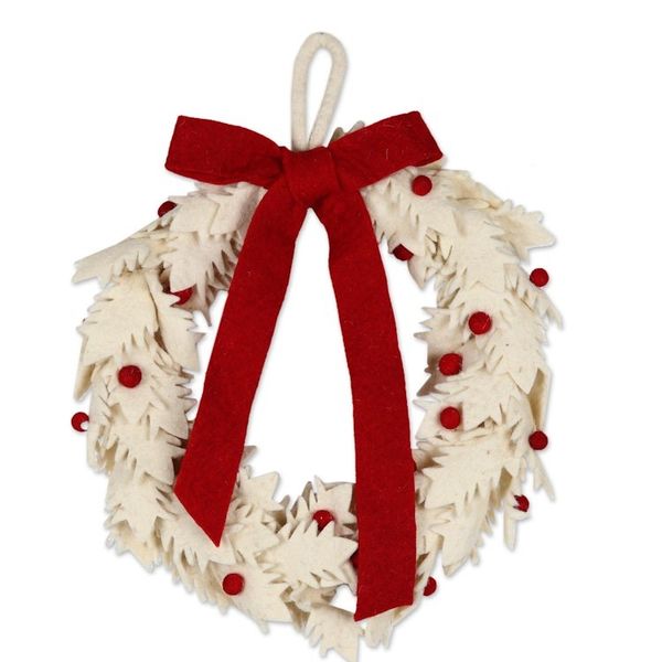Alternate image for Handmade Ivory Wool Christmas Wreath Christmas Essence