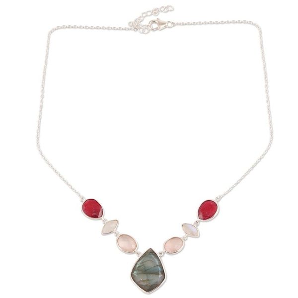 Alternate image for 21.5-Carat Multi-Gemstone Pendant Necklace from India Glittering Gemstones