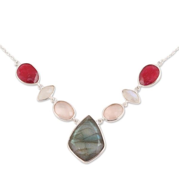 Alternate image for 21.5-Carat Multi-Gemstone Pendant Necklace from India Glittering Gemstones