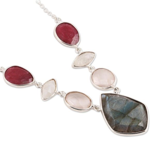 Alternate image for 21.5-Carat Multi-Gemstone Pendant Necklace from India Glittering Gemstones