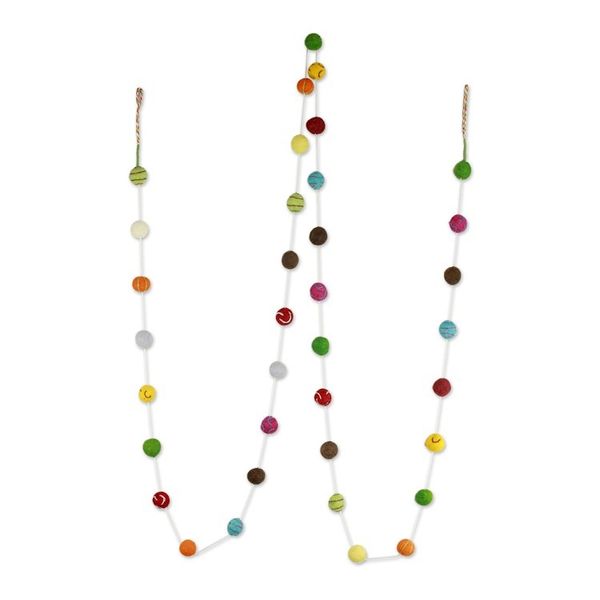 Alternate image for Embroidered Handmade Felt Holiday Garland Gumdrop Pompoms