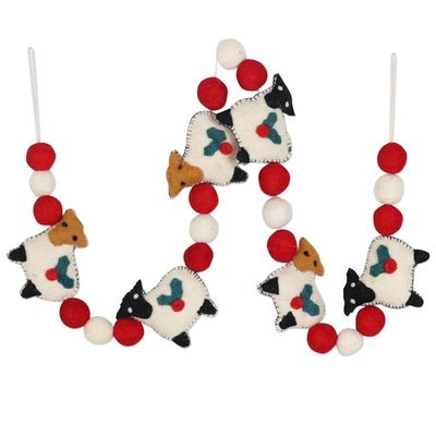 Alternate image for Wool Sheep-Motif Christmas Tree Garland Fluffy Friends