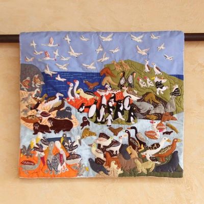 Alternate image for Cotton applique wall hanging Pacific Sea Life