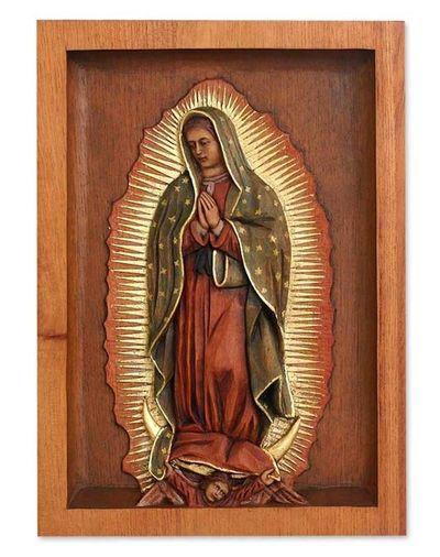 Alternate image for Religious Christianity Wood Relief Panel for the Wall Our Lady of Guadalupe