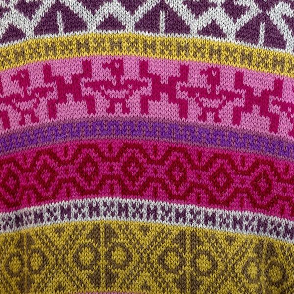 Alternate image for Handwoven Fuchsia Alpaca Blend Cardigan with Inca Motifs Empire Memories in Ruby