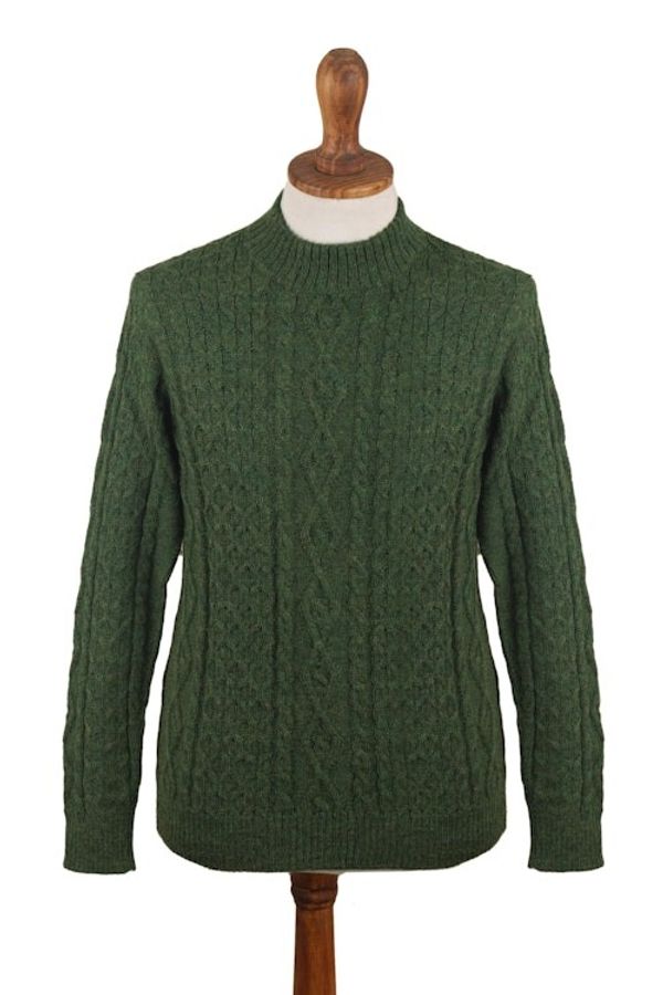 Alternate image for Mens Dark Green 100 Alpaca Pullover Sweater From Peru Moss Braids