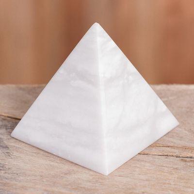 Alternate image for White Onyx Gemstone Pyramid Sculpture from Peru Protection