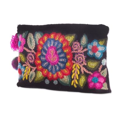 Alternate image for Handmade Floral 100 Alpaca Clutch in Black from Peru Andean Bouquet