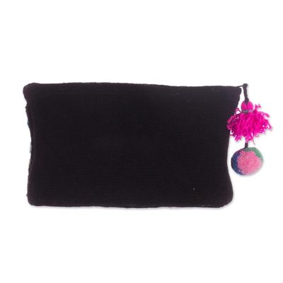 Alternate image for Handmade Floral 100 Alpaca Clutch in Black from Peru Andean Bouquet