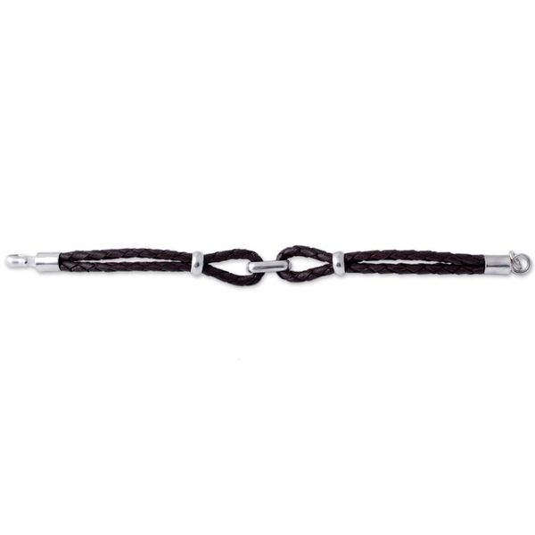 Alternate image for Handmade Mens Sterling Silver and Leather Bracelet Naturally
