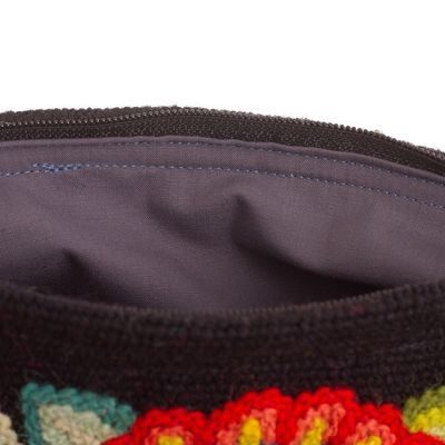 Alternate image for Handmade Floral 100 Alpaca Clutch in Black from Peru Andean Bouquet