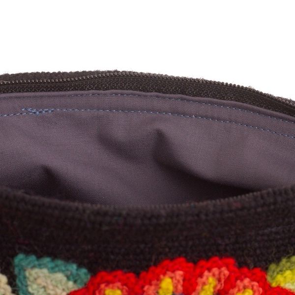 Alternate image for Handmade Floral 100 Alpaca Clutch in Black from Peru Andean Bouquet