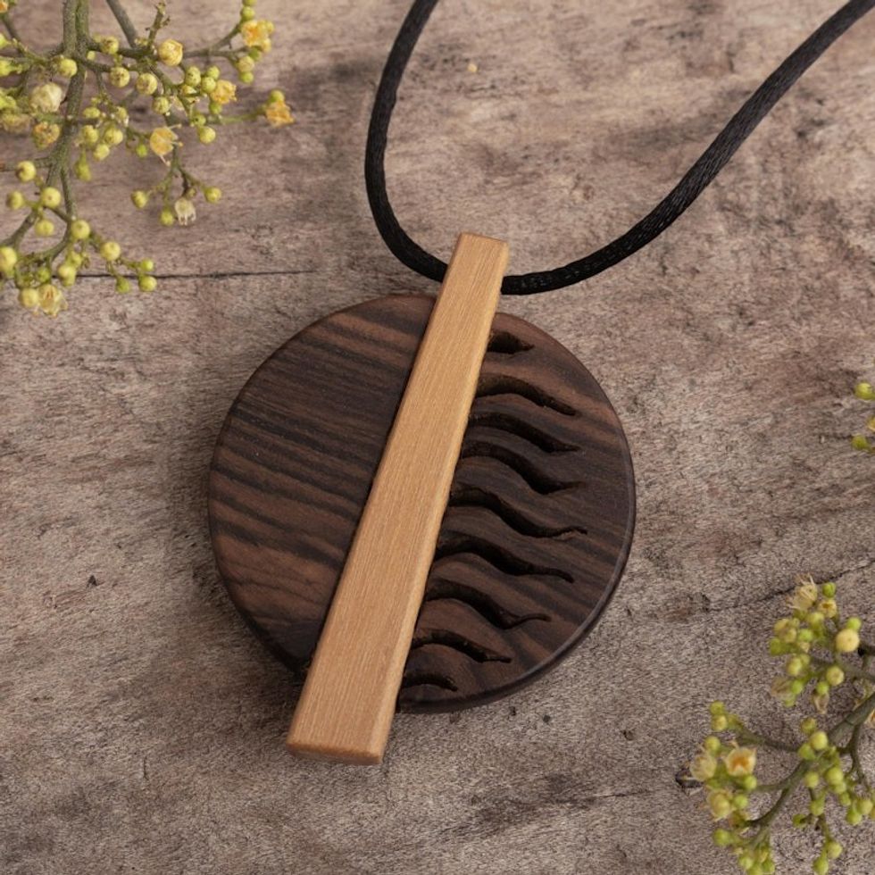 Guayacan and Aguano Masha Wood pendant on Nylon Cord 'Rescued Spirit'