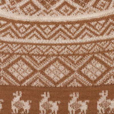 Alternate image for Cinnamon Brown and Ivory Diamond Motif Alpaca Blend Knit Hat Alpaca Parade in Cinnamon