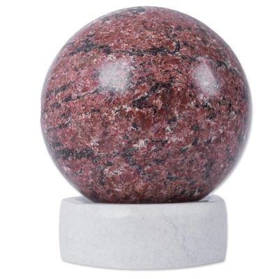 Alternate image for Handcrafted Rhodochrosite Gemstone Sphere and Stand Red Planet