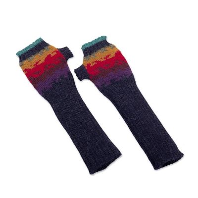 Alternate image for Hand Crafted Alpaca Wool Gloves Andean Twilight