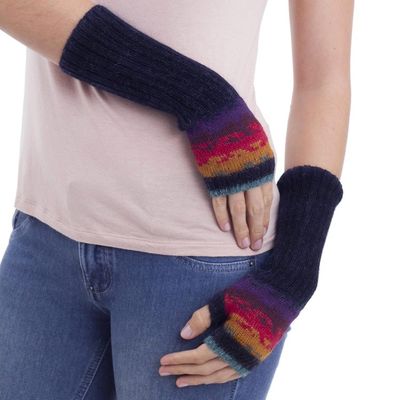 Alternate image for Hand Crafted Alpaca Wool Gloves Andean Twilight