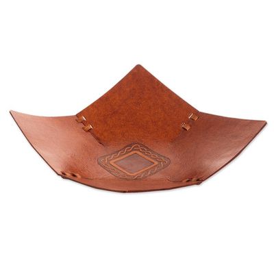 Alternate image for Square Pattern Leather Catchall from Peru Square Lasso