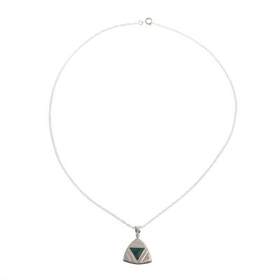 Alternate image for Peruvian Chrysocolla Triangle Pendant Necklace Inverted Pyramid