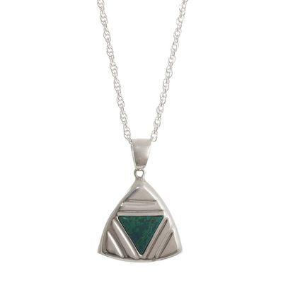 Alternate image for Peruvian Chrysocolla Triangle Pendant Necklace Inverted Pyramid